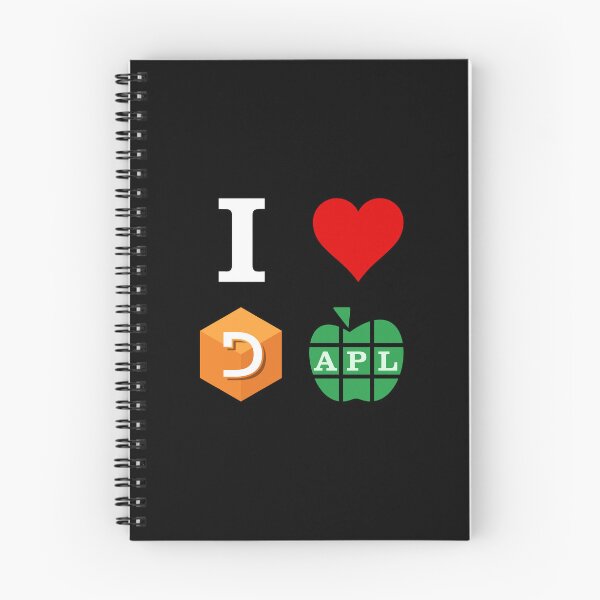 Aperçu de l'œuvre I ♥ Dyalog APL - fond sombre créée et vendue par APL Stuff.