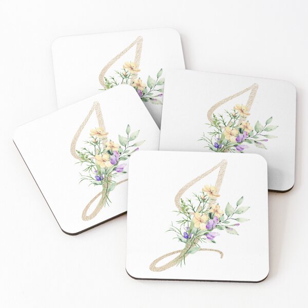 Item preview, Faux Gold Letter with Watercolour Wild Flowers Sticker designed and sold by SydneyPapierCo.