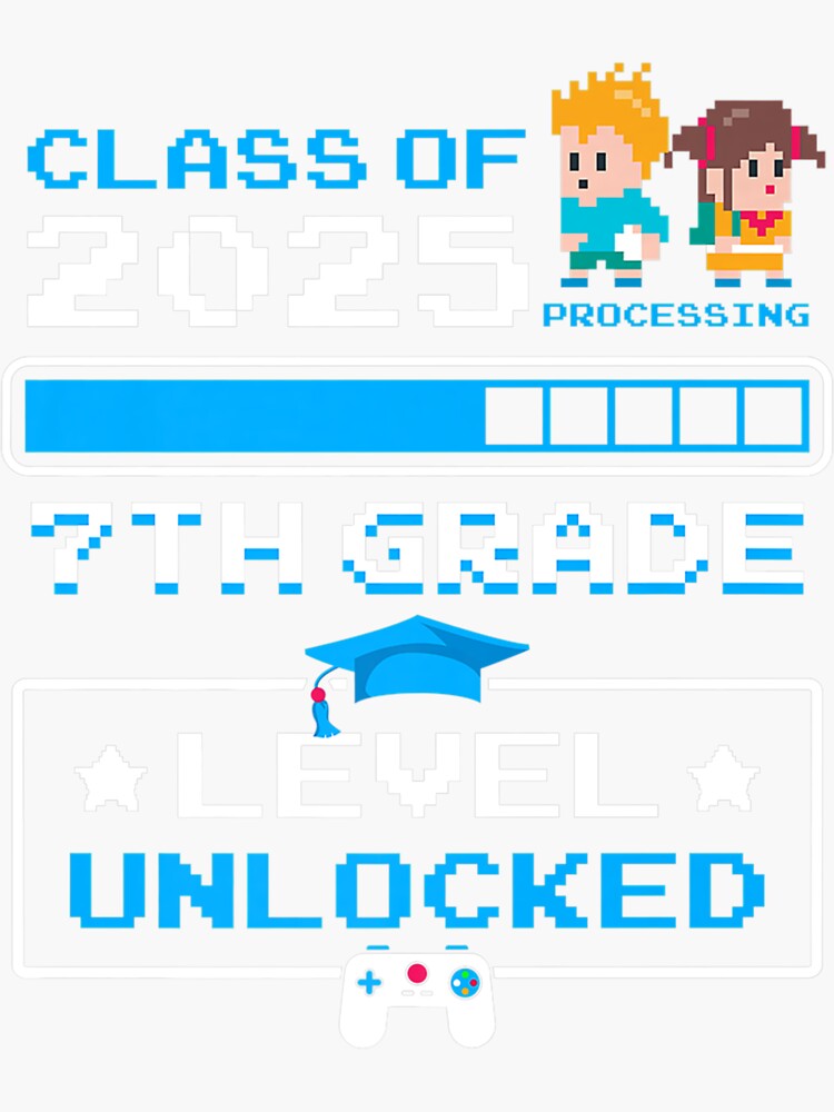 "First Day Of 7th Grade Video Games Gifts Cute Class Of 2025" Sticker