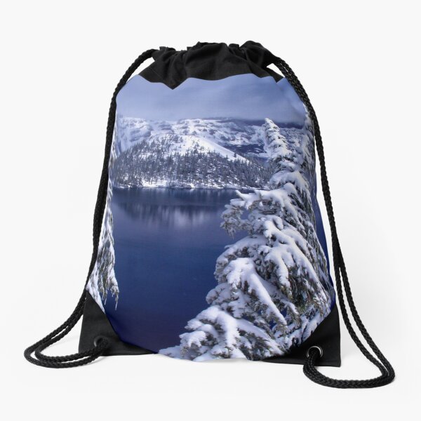 Crater Lake in Winter Drawstring Bag