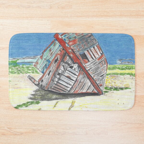 Item preview, Shipwrecked Colored Pencil Drawing of an Old Boat designed and sold by AliCatOriginals.