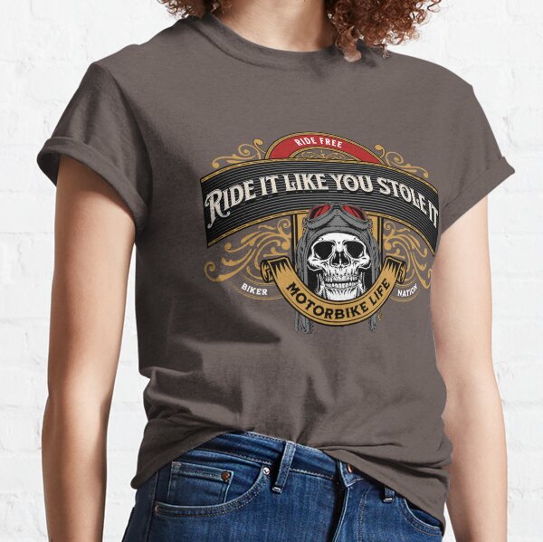 Motor Club Since 1976 Ladies T-Shirt Biker Rider Skull Grunge MC1 