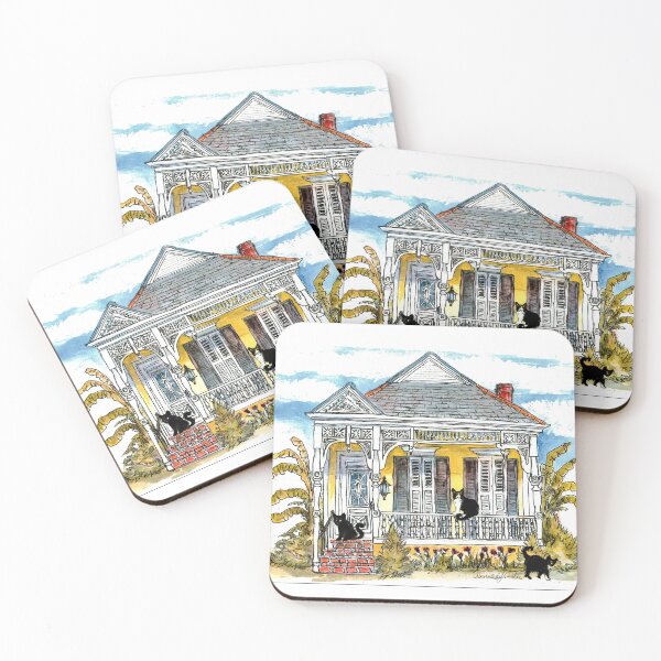 Item preview, Cats At Home At Their Yellow Victorian Style House In The French Quarter designed and sold by DonSylvester.