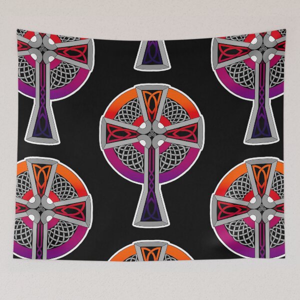 Item preview, Sunset Colors and Silver Celtic Style Cross designed and sold by AutumnJude Rowan.