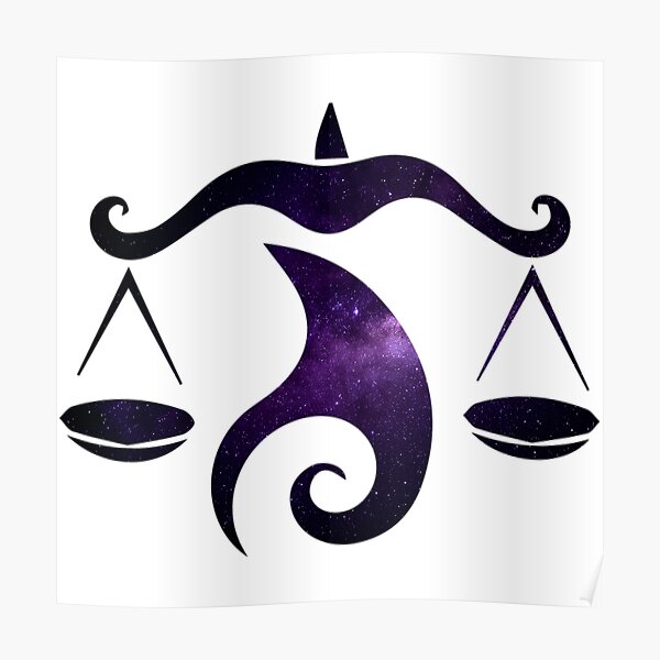 Libra Purple Starry Silhouette Poster For Sale By Zodi Roady Redbubble