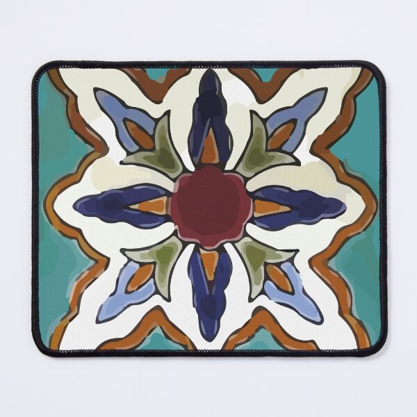 Item preview, Aqua abstract cross mexican retro talavera tile designed and sold by T-Mex.