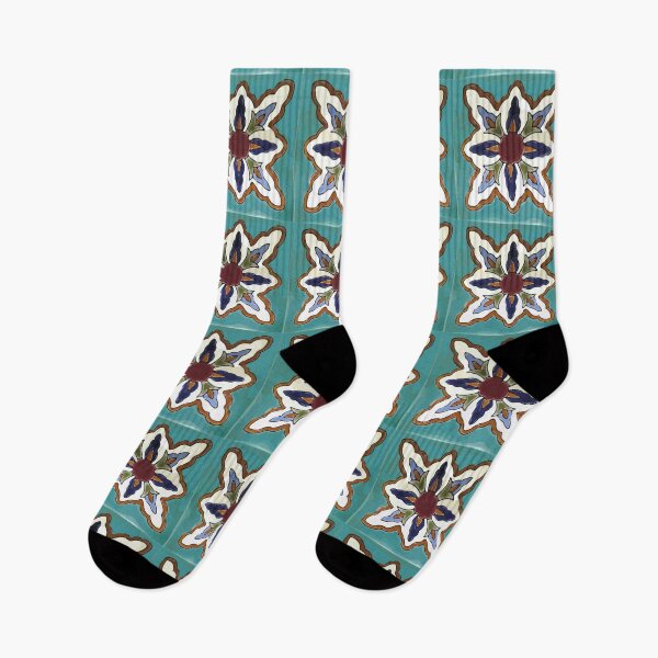 Item preview, Aqua abstract cross mexican retro talavera tile designed and sold by T-Mex.