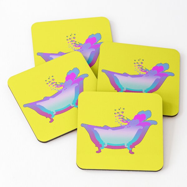 Item preview, Tiled Images of a Lady Blowing Bubbles in a Bathtub in Blues Purples and Greens designed and sold by AliCatOriginals.