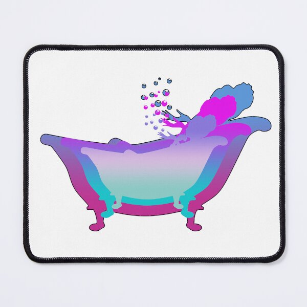 Item preview, Tiled Images of a Lady Blowing Bubbles in a Bathtub in Blues Purples and Greens designed and sold by AliCatOriginals.