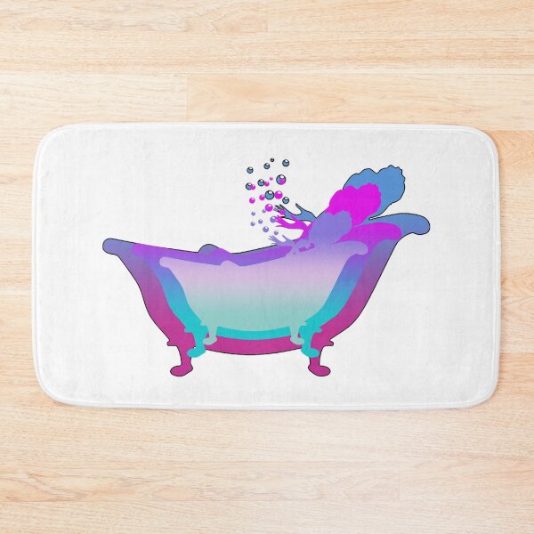 Item preview, Tiled Images of a Lady Blowing Bubbles in a Bathtub in Blues Purples and Greens designed and sold by AliCatOriginals.