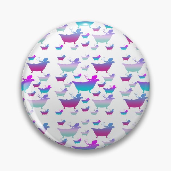 Item preview, Lady Blowing Bubbles in Bathtub in Shades of Blue Green and Purple designed and sold by AliCatOriginals.