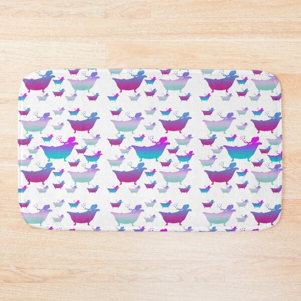 Item preview, Lady Blowing Bubbles in Bathtub in Shades of Blue Green and Purple designed and sold by AliCatOriginals.