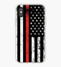 Patriotic Firefighter Style Thin Red Line Flag iPhone Case