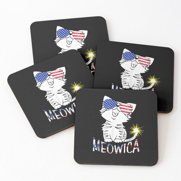 Item preview, Happy 4th of July Shirt Meowica American Patriotic Flag Cat designed and sold by Evrard123123.