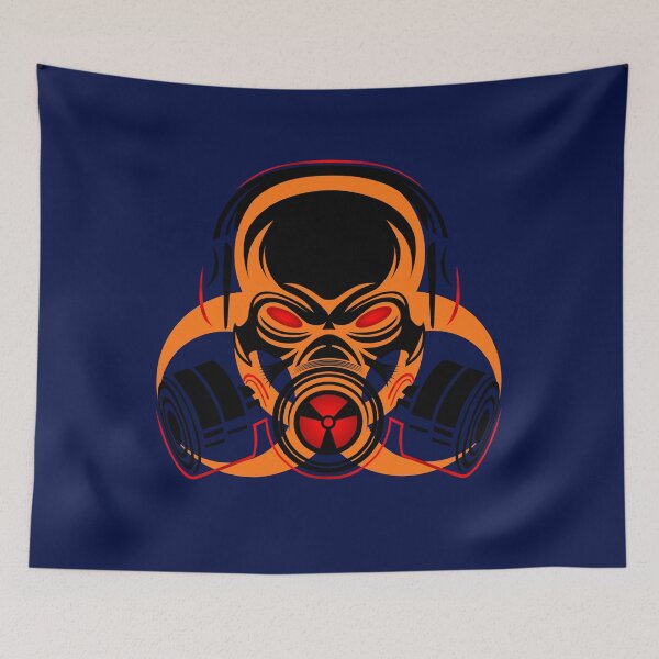 Item preview, Orange Biohazard Symbol Under Black Skull Wearing a Gas Mask designed and sold by Lynne Dorr.