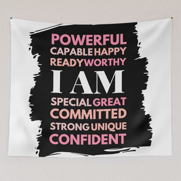 Item preview, I Am Affirmation Quotes With Black Paint Background designed and sold by wildpiksel.