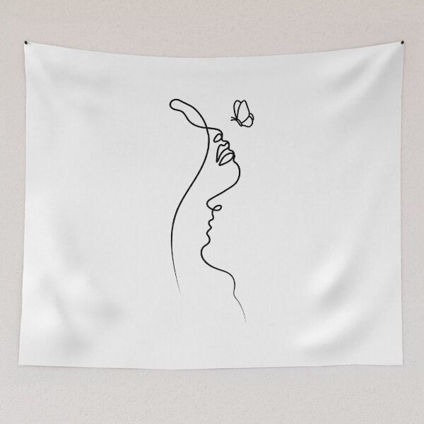 Item preview, Abstract Woman Face Line Art With Butterfly - Abstract Face With Butterfly - Line Art Butterfly Face designed and sold by Smartmerch99.