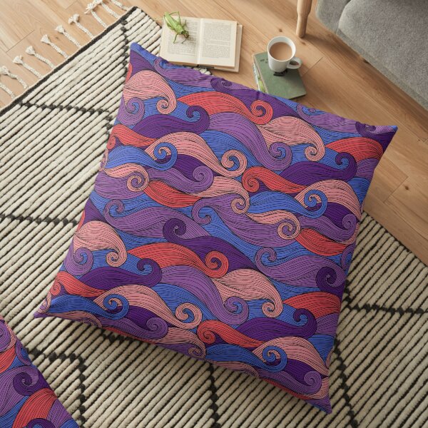 Seamless Colorful Waves Pattern Illustration Floor Pillow