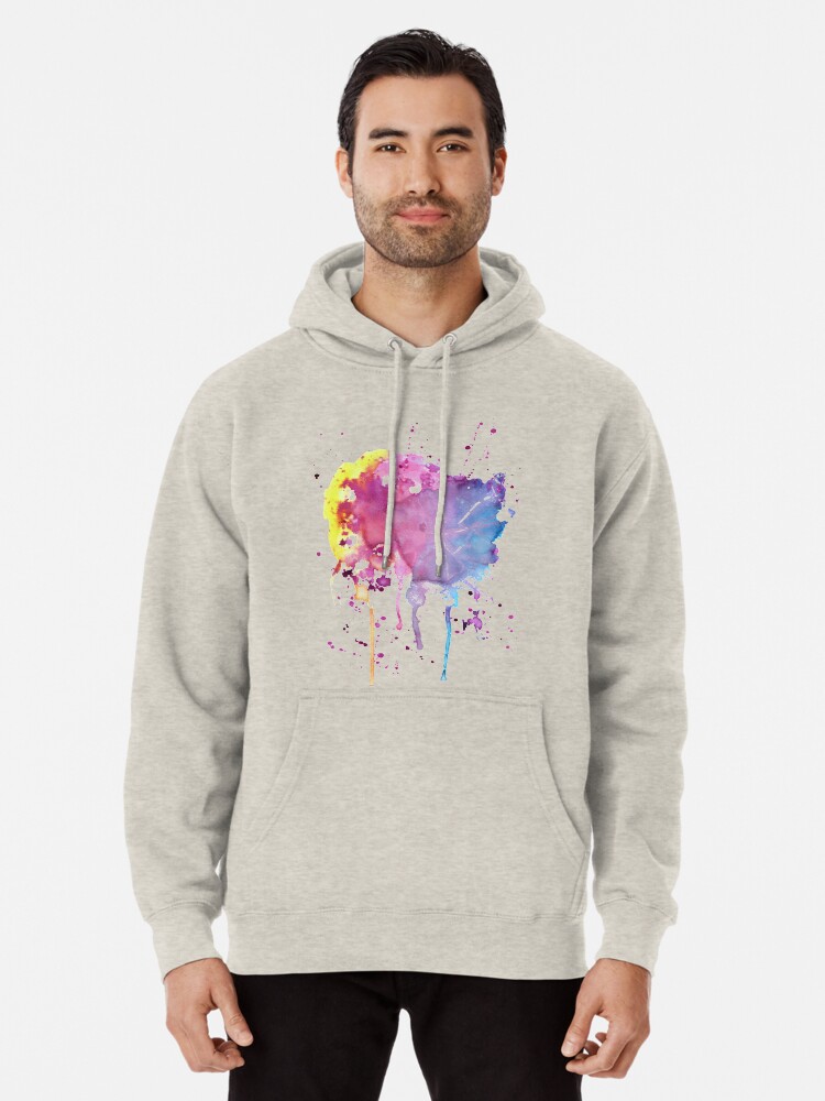 purple blue pink and yellow hoodie