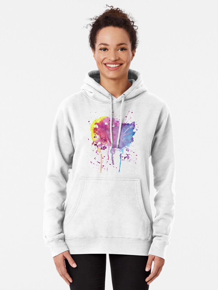 Yellow Pink Purple Blue Paint Splatter Pullover Hoodie