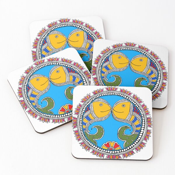 Item preview, Madhubani painting - Indian Mom - Jumping Fish - Indian Folk Art  designed and sold by ShrutiCreates.