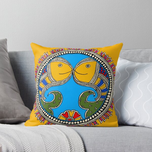 Item preview, Madhubani painting - Indian Mom - Jumping Fish - Indian Folk Art  designed and sold by ShrutiCreates.