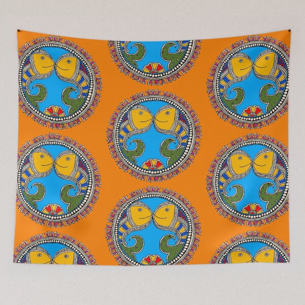 Item preview, Madhubani painting - Indian Mom - Jumping Fish - Indian Folk Art  designed and sold by ShrutiCreates.