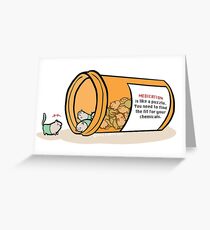 Pill Cats' WARNING Label Greeting Card