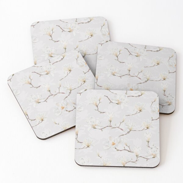 Item preview, Delicate White Magnolia Branches on Beige designed and sold by SydneyPapierCo.