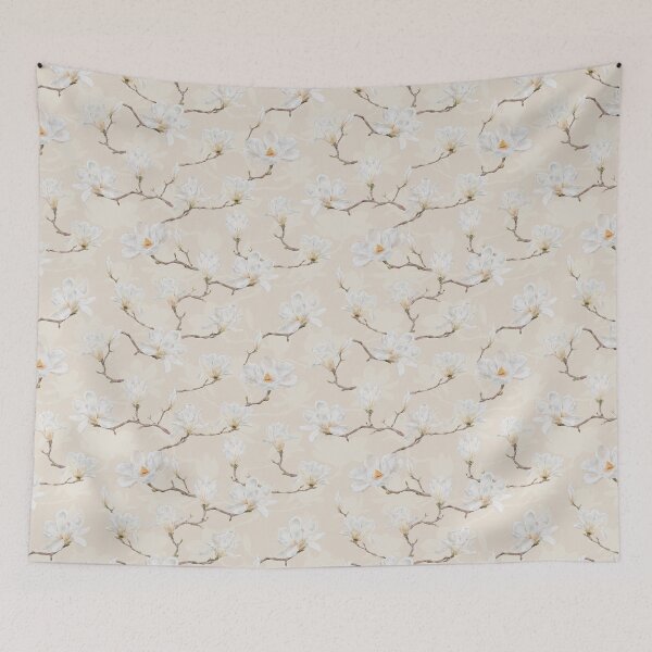Item preview, Delicate White Magnolia Branches on Peach Beige designed and sold by SydneyPapierCo.