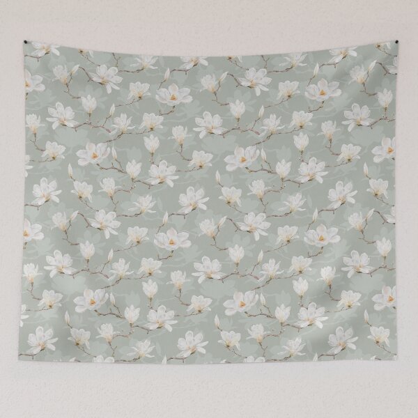 Item preview, Delicate White Magnolia Branches on Pastel Green designed and sold by SydneyPapierCo.