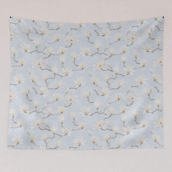 Item preview, Delicate White Magnolia Branches on Pastel Blue designed and sold by SydneyPapierCo.