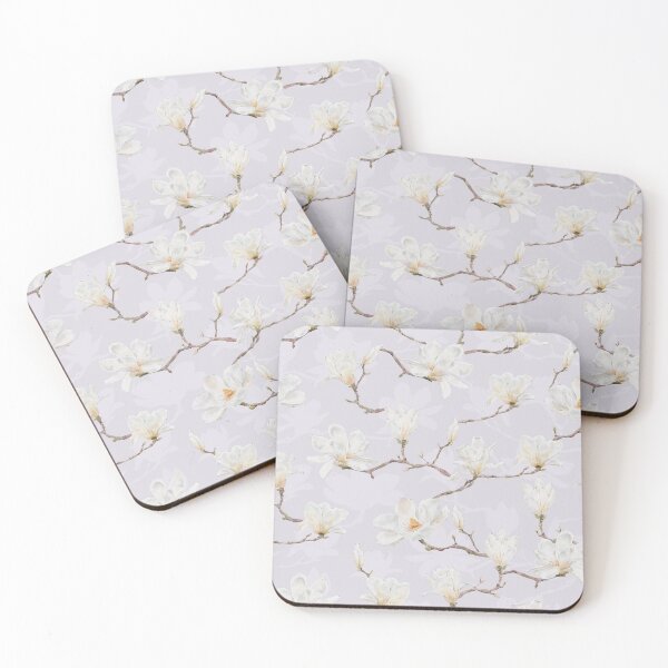 Item preview, Delicate White Magnolia Branches on Pastel Pink designed and sold by SydneyPapierCo.