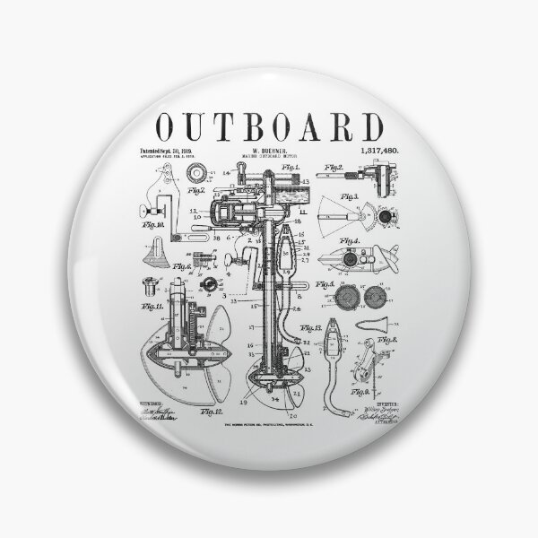 Item preview, Fishing Boat Outboard Marine Motor Vintage Patent Print designed and sold by GrandeDuc.