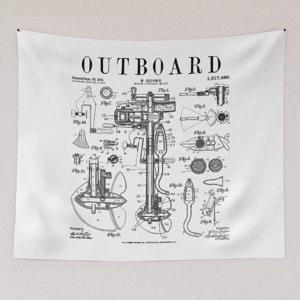 Item preview, Fishing Boat Outboard Marine Motor Vintage Patent Print designed and sold by GrandeDuc.