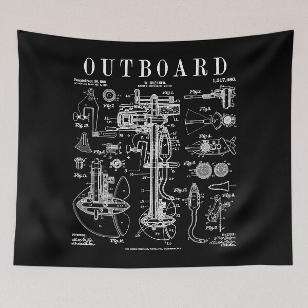 Item preview, Fishing Boat Outboard Marine Motor Vintage Patent Print designed and sold by GrandeDuc.
