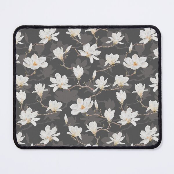 Item preview, Delicate White Magnolia Branches on Dark Grey designed and sold by SydneyPapierCo.