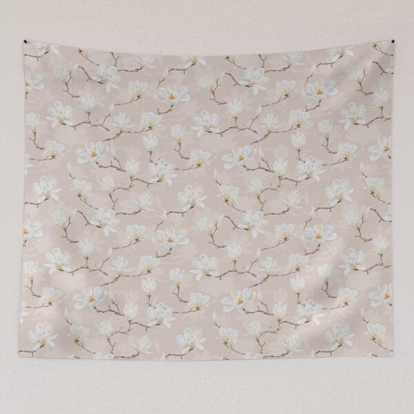 Item preview, Delicate White Magnolia Branches on Dusty Peach designed and sold by SydneyPapierCo.