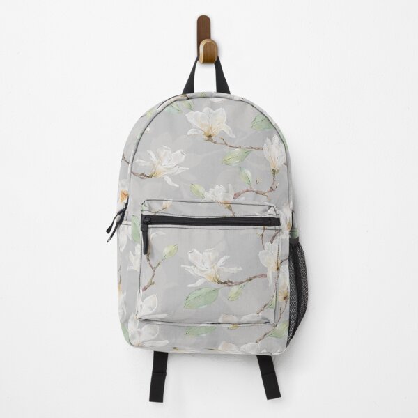 Item preview, Delicate White Magnolia Leafy Branches on Dusty Blue designed and sold by SydneyPapierCo.