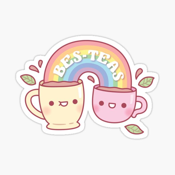"Cute Teacups Bes Teas Besties Pun Rainbow" Sticker for Sale by ...