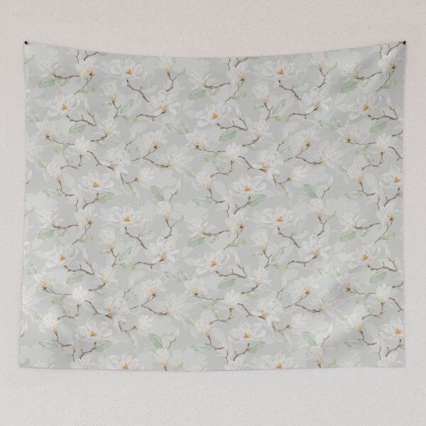 Item preview, Delicate White Magnolia Leafy Branches on Pastel Green designed and sold by SydneyPapierCo.