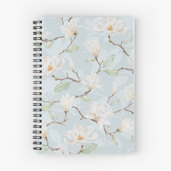 Item preview, Delicate White Magnolia Leafy Branches on Sky Blue designed and sold by SydneyPapierCo.
