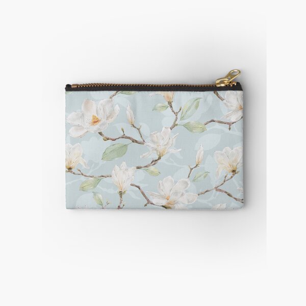Item preview, Delicate White Magnolia Leafy Branches on Sky Blue designed and sold by SydneyPapierCo.
