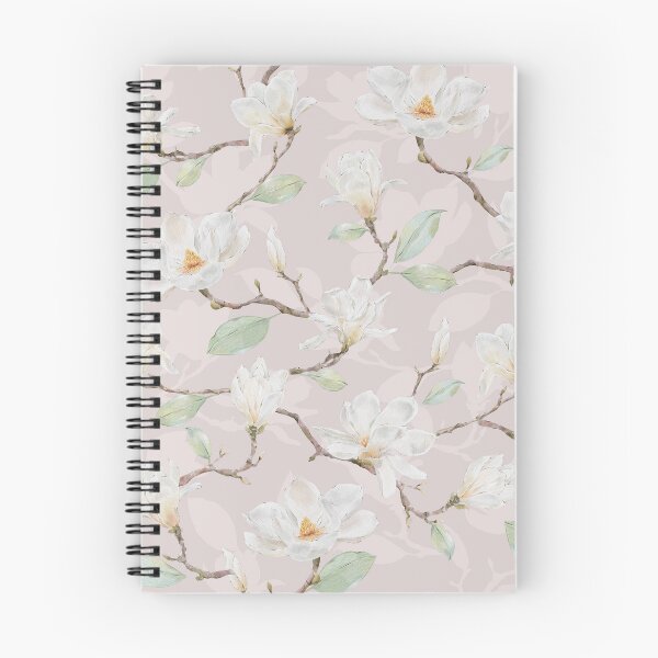 Item preview, Delicate White Magnolia Leafy Branches on Pastel Pink designed and sold by SydneyPapierCo.