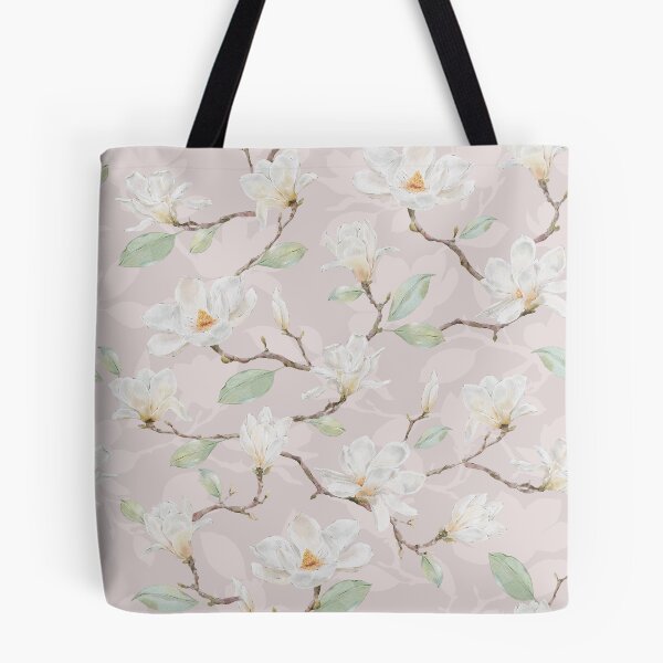 Item preview, Delicate White Magnolia Leafy Branches on Pastel Pink designed and sold by SydneyPapierCo.