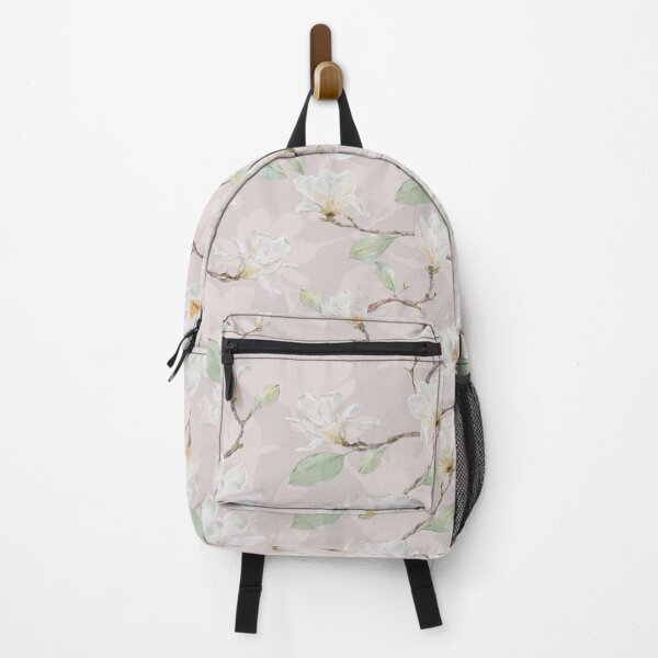 Item preview, Delicate White Magnolia Leafy Branches on Pastel Pink designed and sold by SydneyPapierCo.