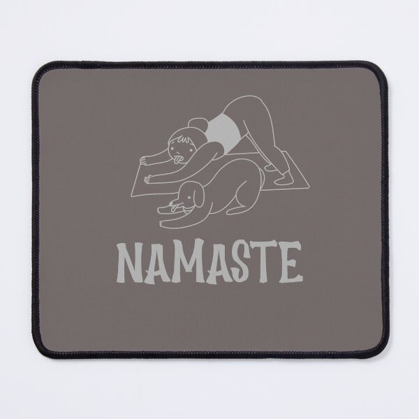 Item preview, yoga pose with dog "namaste " message designed and sold by ydsdesigns.