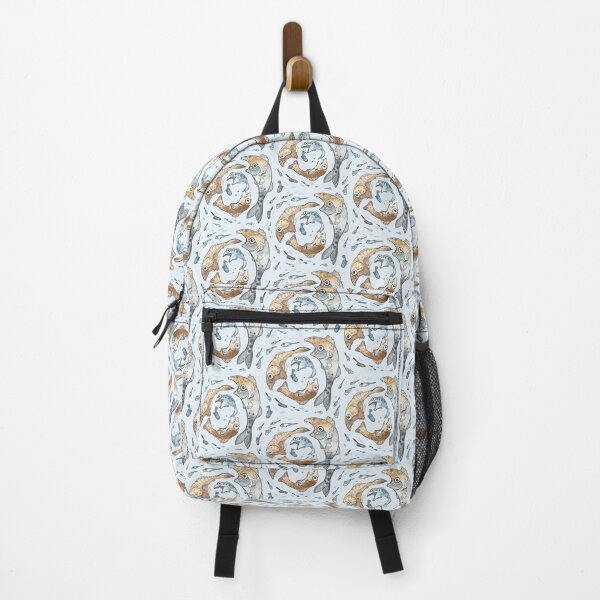 Item preview, Fish eating fish - a fish pattern on blue designed and sold by Luci Power.