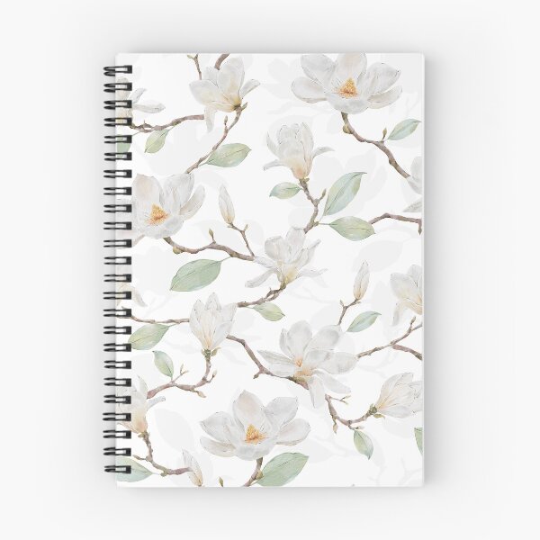 Item preview, Delicate White Magnolia Leafy Branches on Ivory designed and sold by SydneyPapierCo.