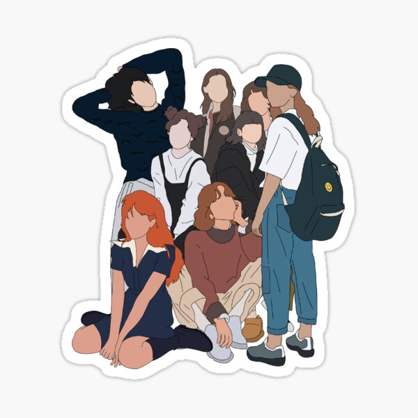 kimconch丨（10 types）happy friends sticker korean deco stickers illustration  goods